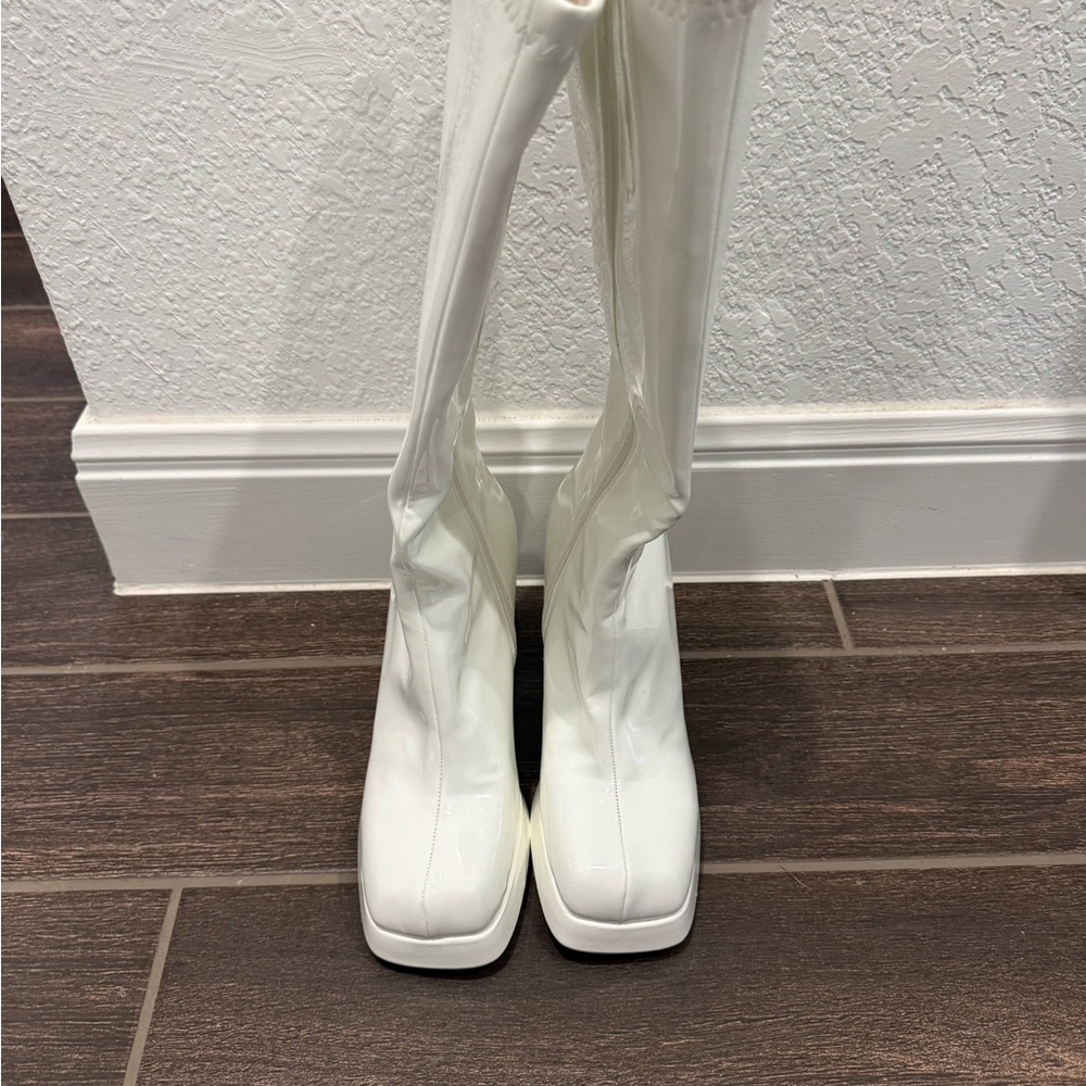 White Boots Patent Leather